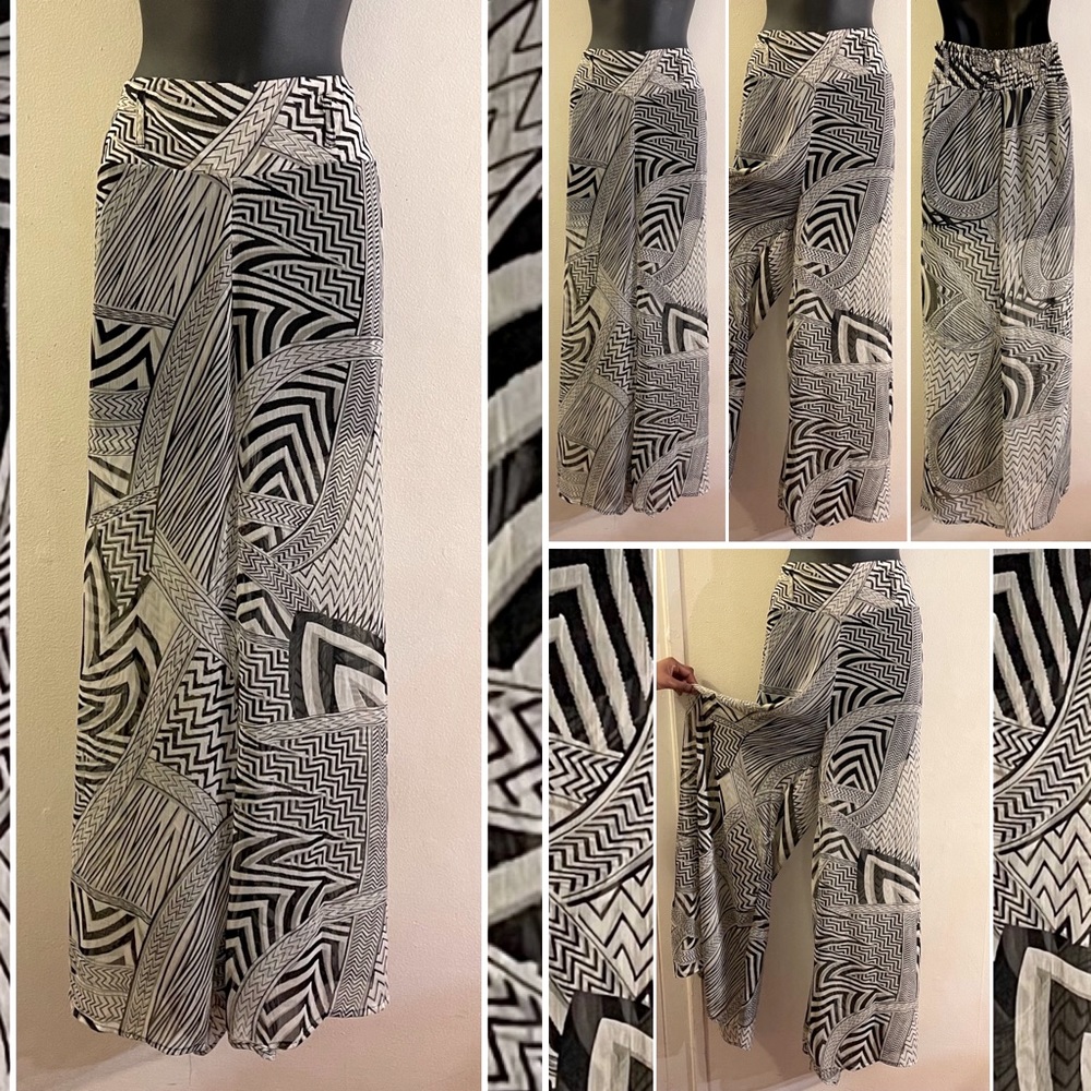 Tribal Print Wide Leg Palazzo Pants